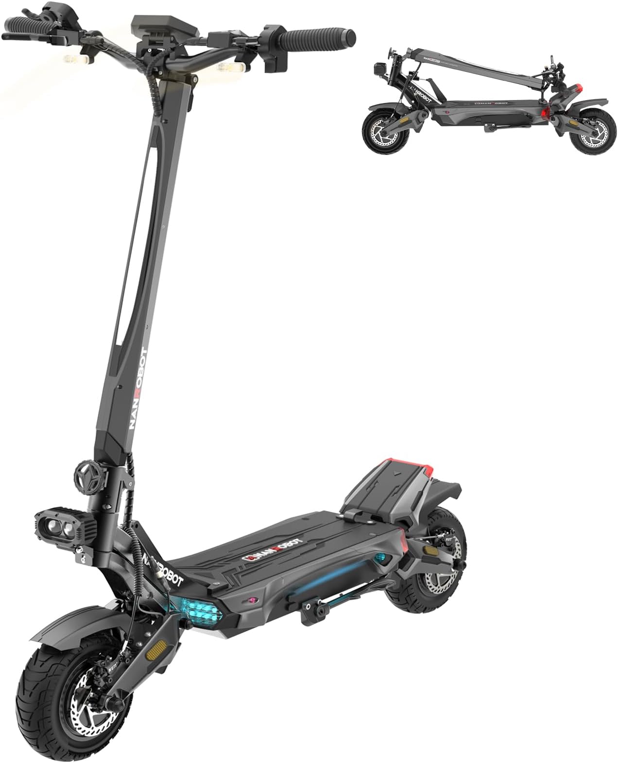 NANROBOT Electric Scooter for Adults 50MPH 3000W Dual Motor Up to 90 Miles Range Foldable Road E Scooter with Dual Fast Chargers Front Turn Signals 10 Inch Tires UL2272 Certified