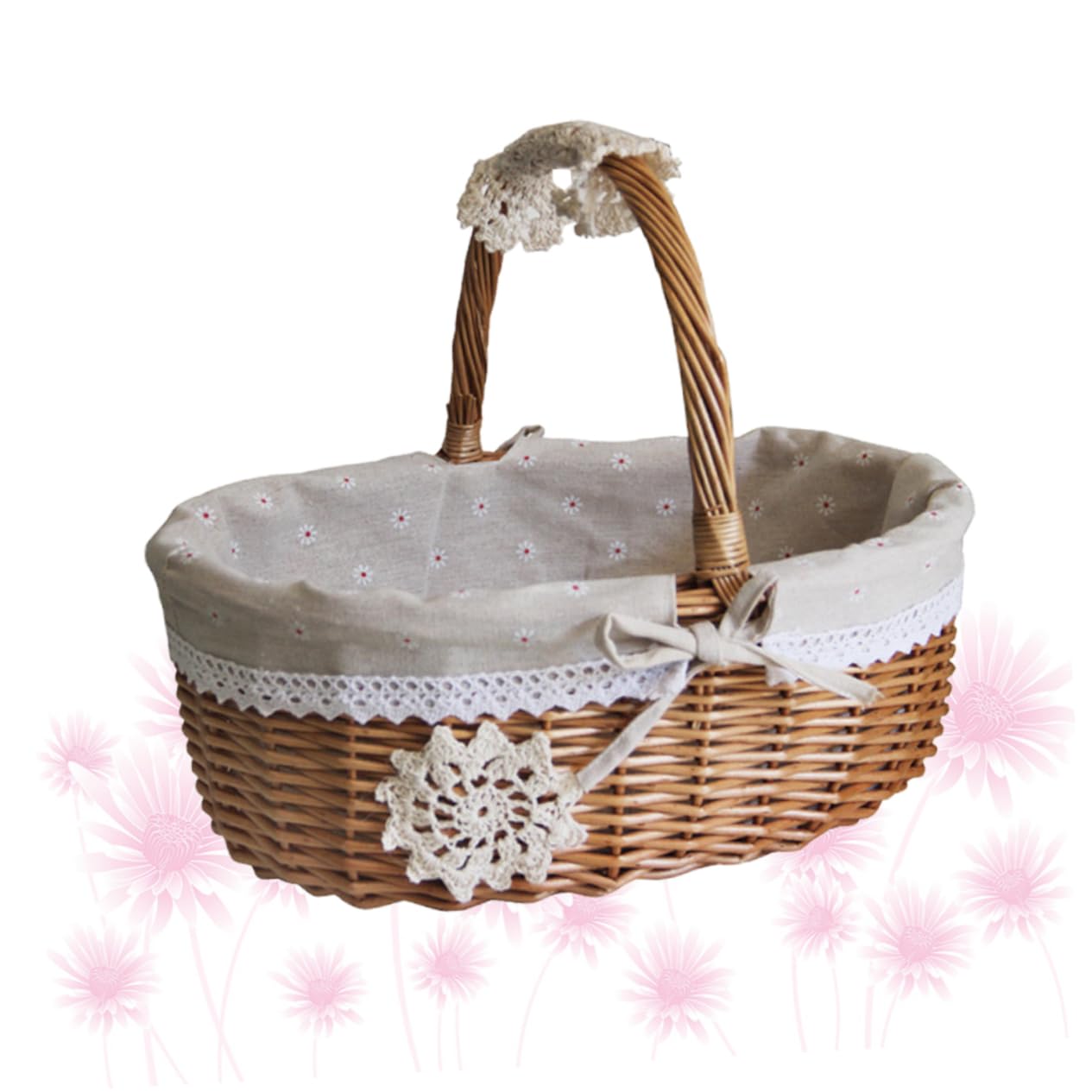 BESPORTBLE 1pc Wicker Baskets for Weddings, Picnics, and Gifts Rustic Wedding Decor Rustic Flower Girl Basket Wicker Easter Basket Woven Gift Basket Desk Topper Oval Bamboo To Weave Decorate