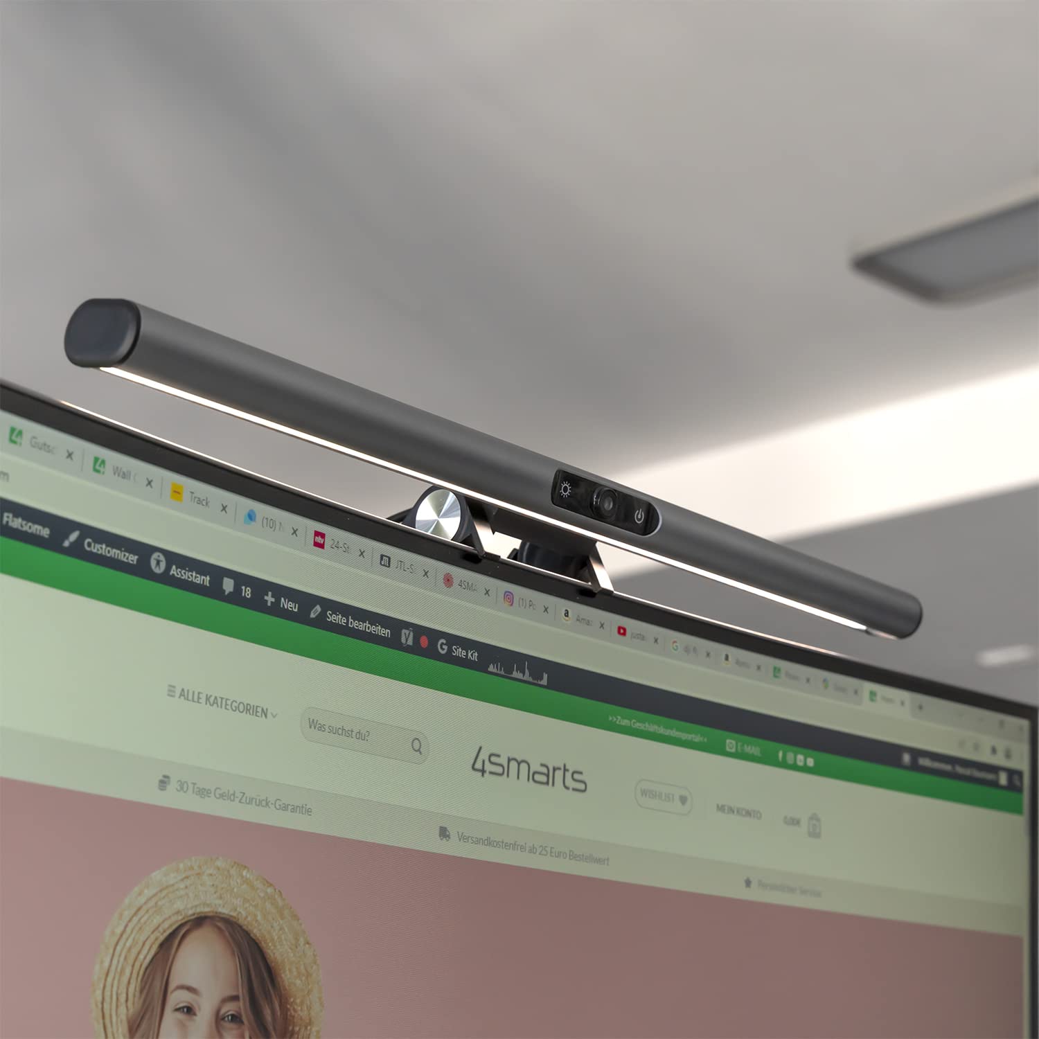2in1 LightBar Pro Monitorlampe mit FullHD Webcam, Silber