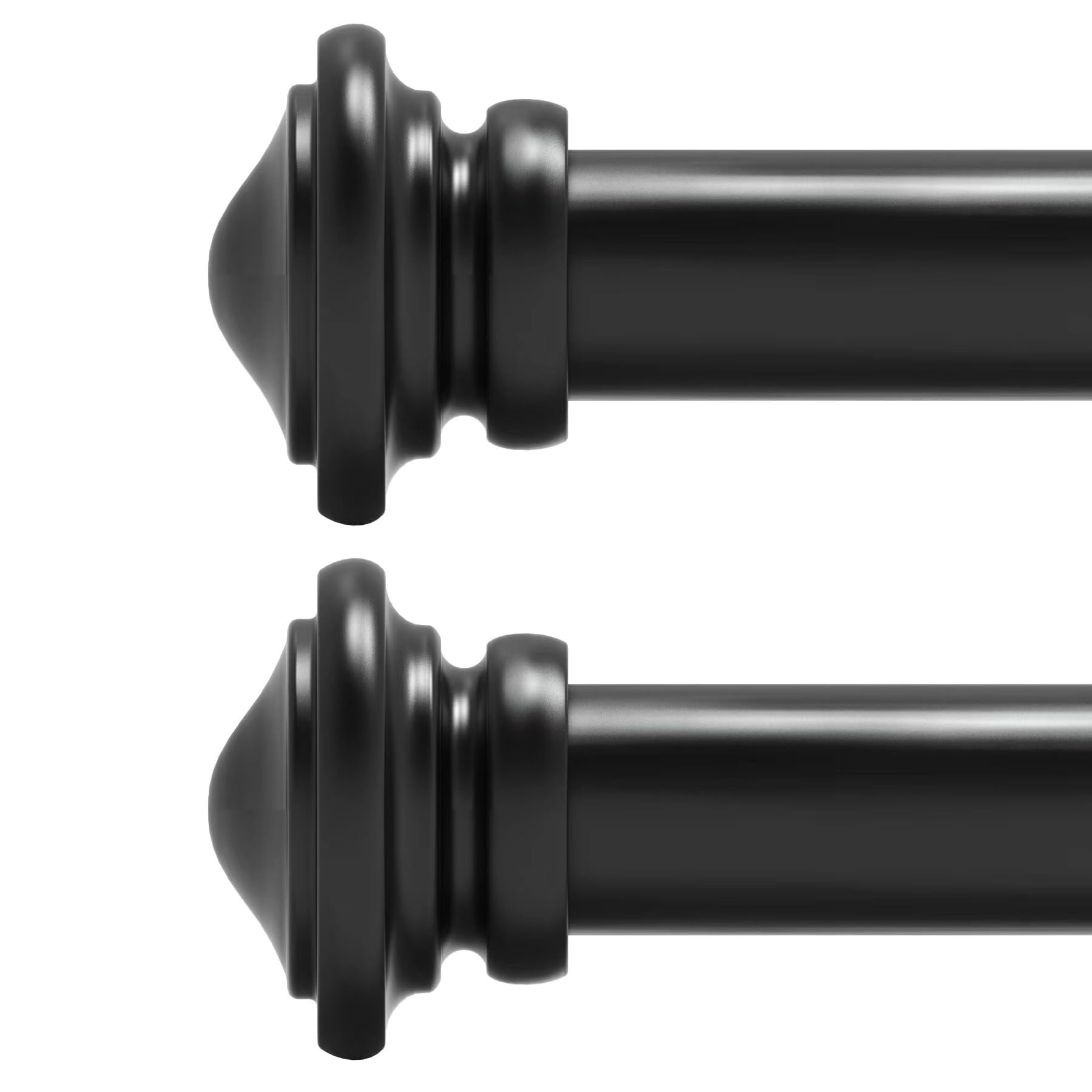 Photo 1 of 2 Pack Black Curtain Rods for Window 16-88 inch, 1-inch Diameter, Matte Black Drapery Rods Cylindrical Curtain Rods Adjustable Single Window Curtain Rod?With End Cap Design Finials Black 16-88 2Pack