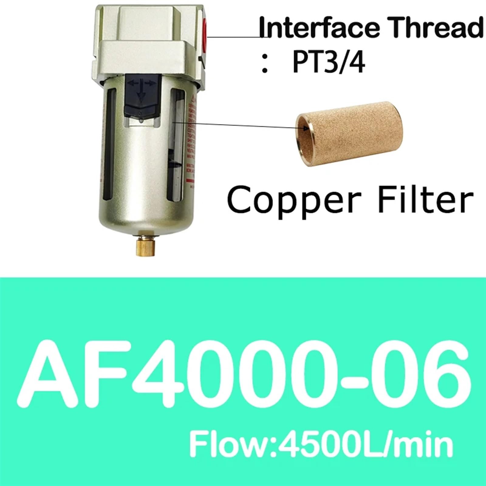 1 szt. AF4000-04 AF4000-06 AF5000-06 AF5000-10 1/2"3/4" uniwersalny filtr sprężarki powietrza filtr sprężarki pneumatycznej olej (Af4000-06 Copper)