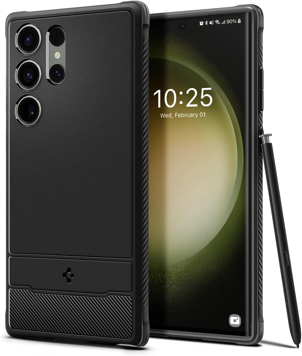 Spigen Galaxy S23 Ultra Case, Shockproof [SC-52D | SCG20] TPU Soft Case, US Military MIL Listed, Shockproof, Anti-Scratch, Camera Protection, Qi Charging, Wireless Charging, Rugged Armor ACS05613