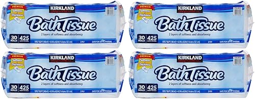 Kirkland Signature - Toalla de baño de 2 capas, 425 hojas, 30 unidades, Paquete de 4