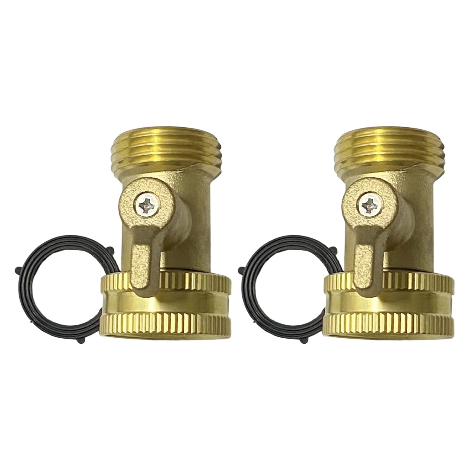 Uqezagpa Multicolor 2Pcs Brass Garden Hose Shut Off Valves With Leakproof Designs And Extended Handle For Efficient Water Management Hose Adapter With Washers