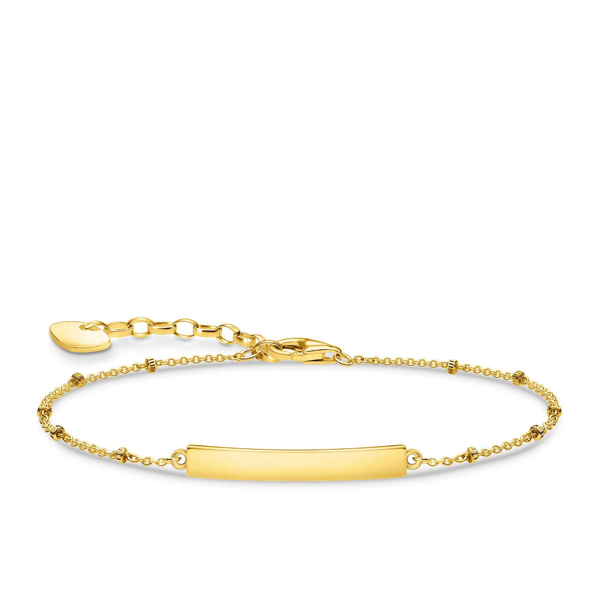 Thomas Sabo Sterling Silver Unisex Gold Plated Engravable Bar Dot Bracelet A1975-413-39-L19v – - Sterling Silver