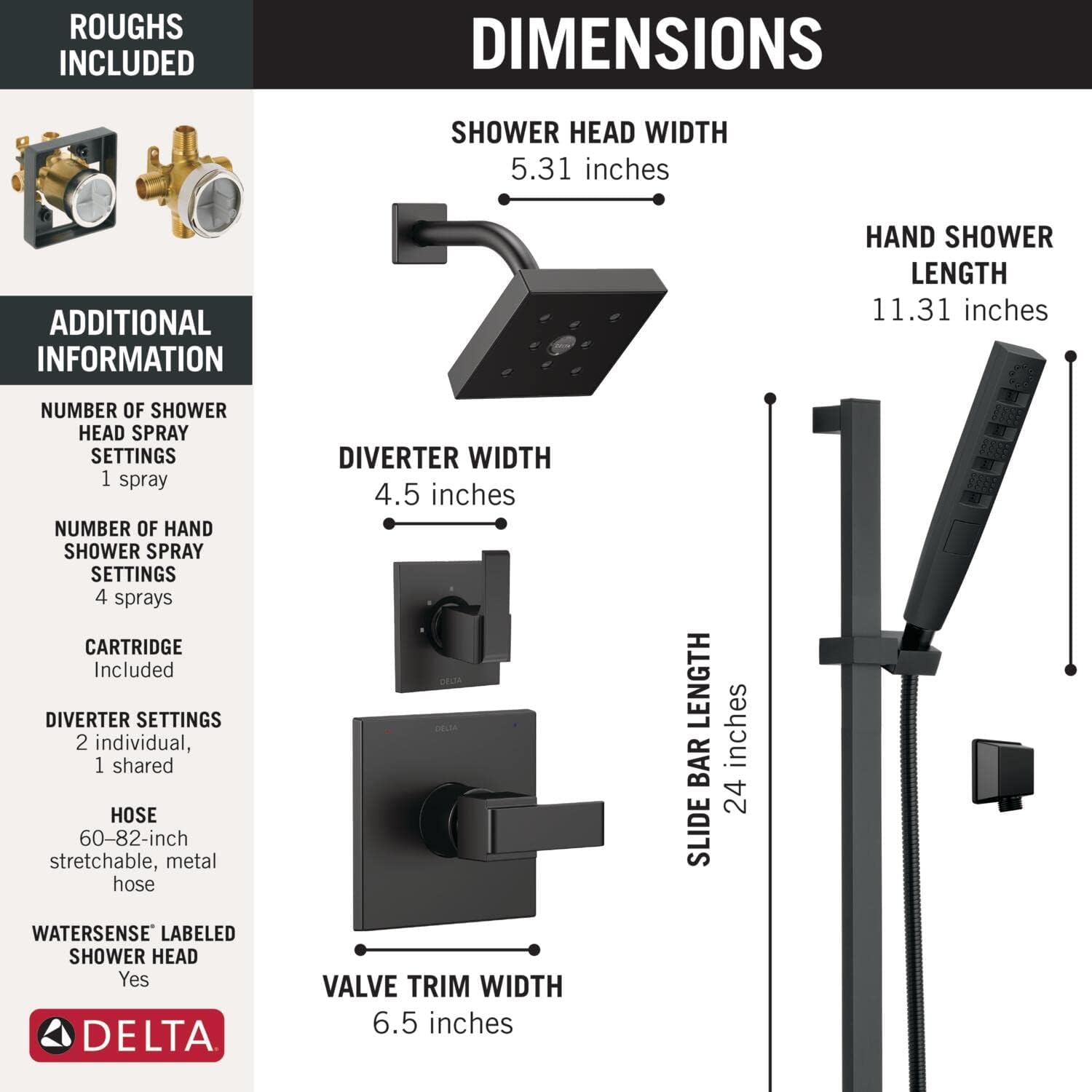 Delta Faucet Ara 3-Setting Shower Handle Diverter Trim Kit, Diverter Valve Trim Kit Chrome, 3 Way Shower Diverter, Delta Diverter Trim, Chrome T11867 (Valve Not Included) - Image 5