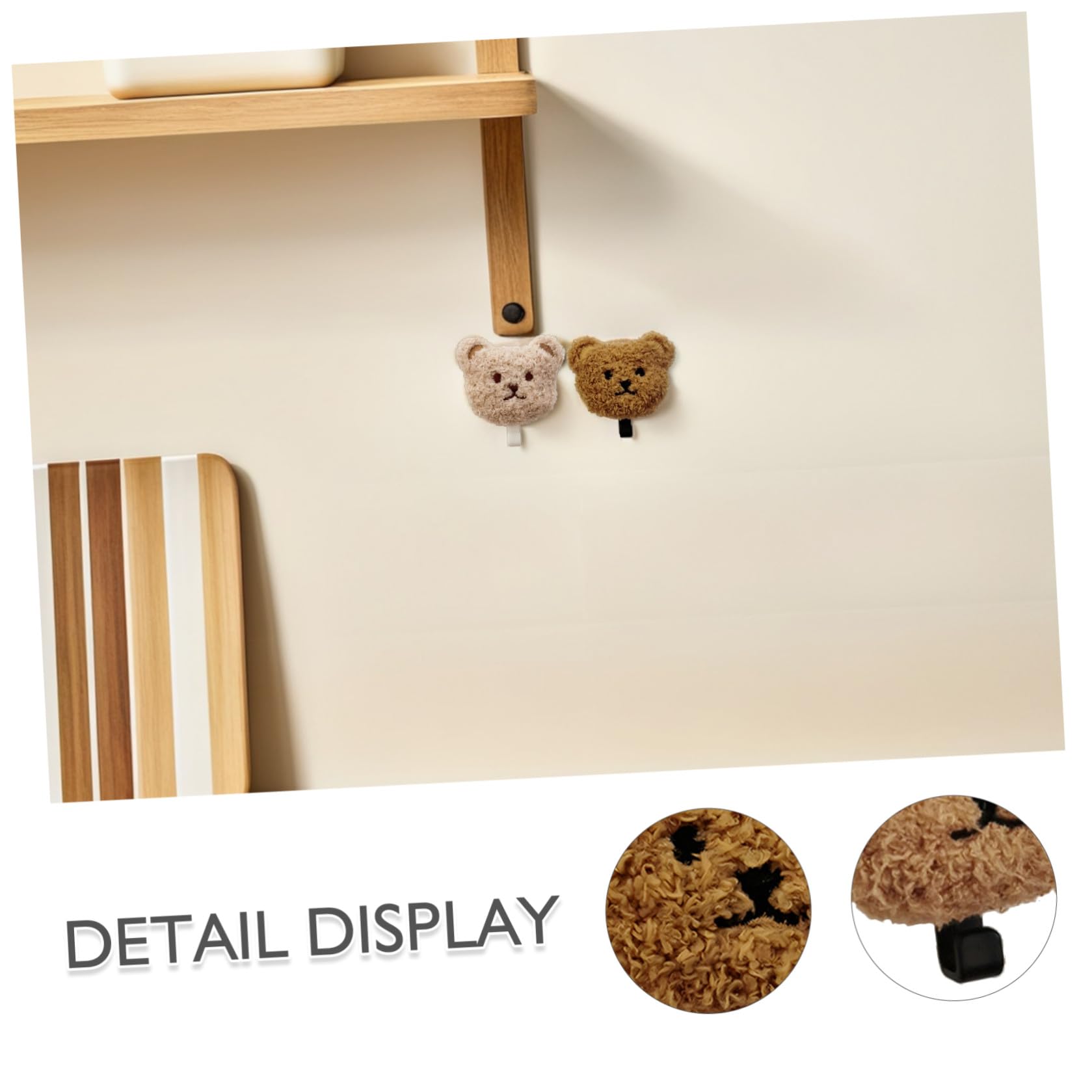 2 Ganci da Parete Orso in Peluche Morbido, Ganci Adesivi Decorativi per Bagno e Casa, Portachiavi Autoadesivi Compatti per Asciugamani, Cappelli e Accessori, Uso in Soggiorno