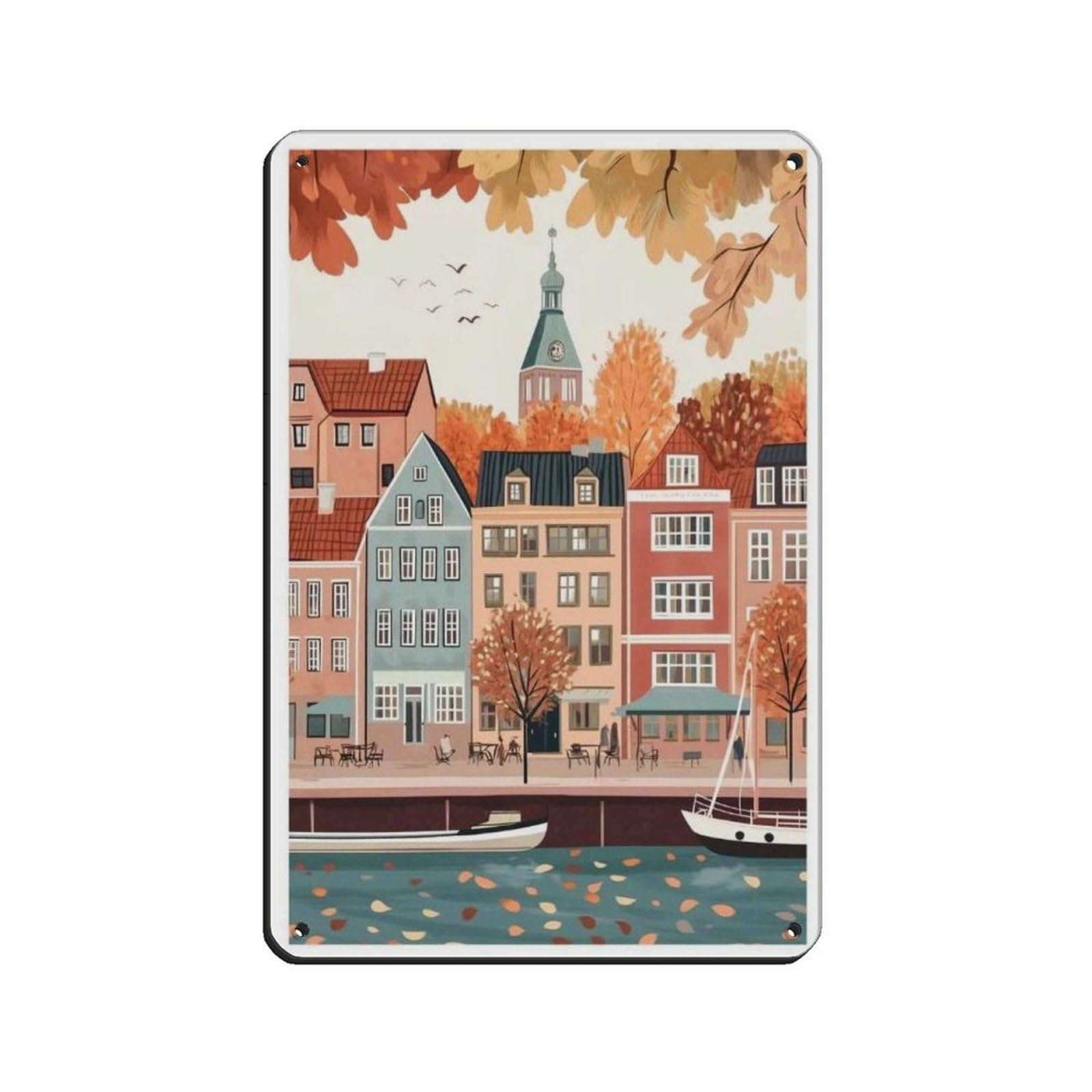 Lxwnze 20L X 30W Cm Copenhagen Poster, Scandinavia, Denmark Art (2) Retro Poster Metal Tin Sign Chic Art Retro Iron Painting Bar People Cave Cafe Family Garage Poster Wall Decoration 8X12inch(20X30cm)