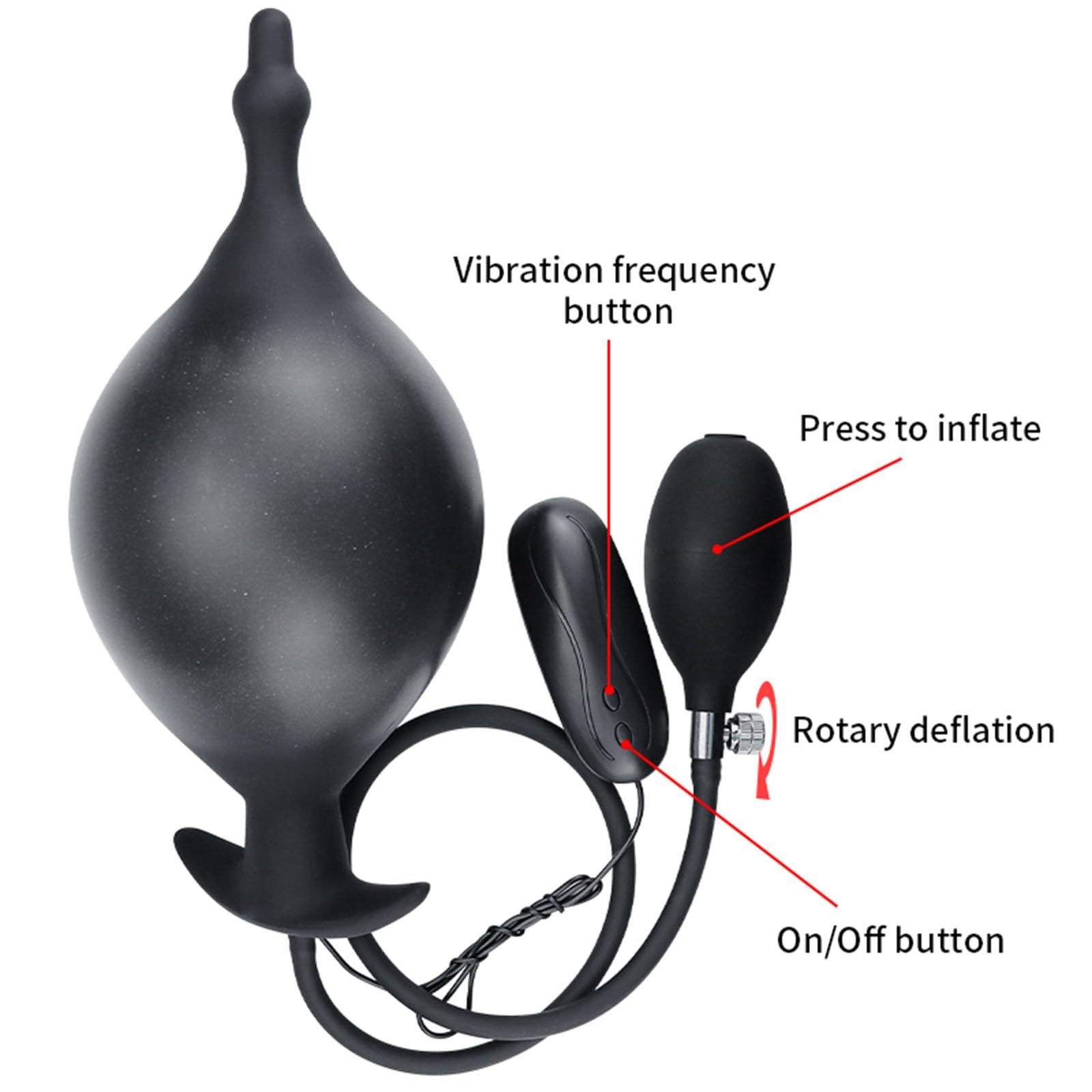 AMAZBEE Plug Anal Vibrador Hinchable de Silicona con Bomba 12 Patrones de Vibración Masturbador Femenino Bolas Anales Separador Anal SM Juguetes Sexuales Para Mujeres Hombres Parejas