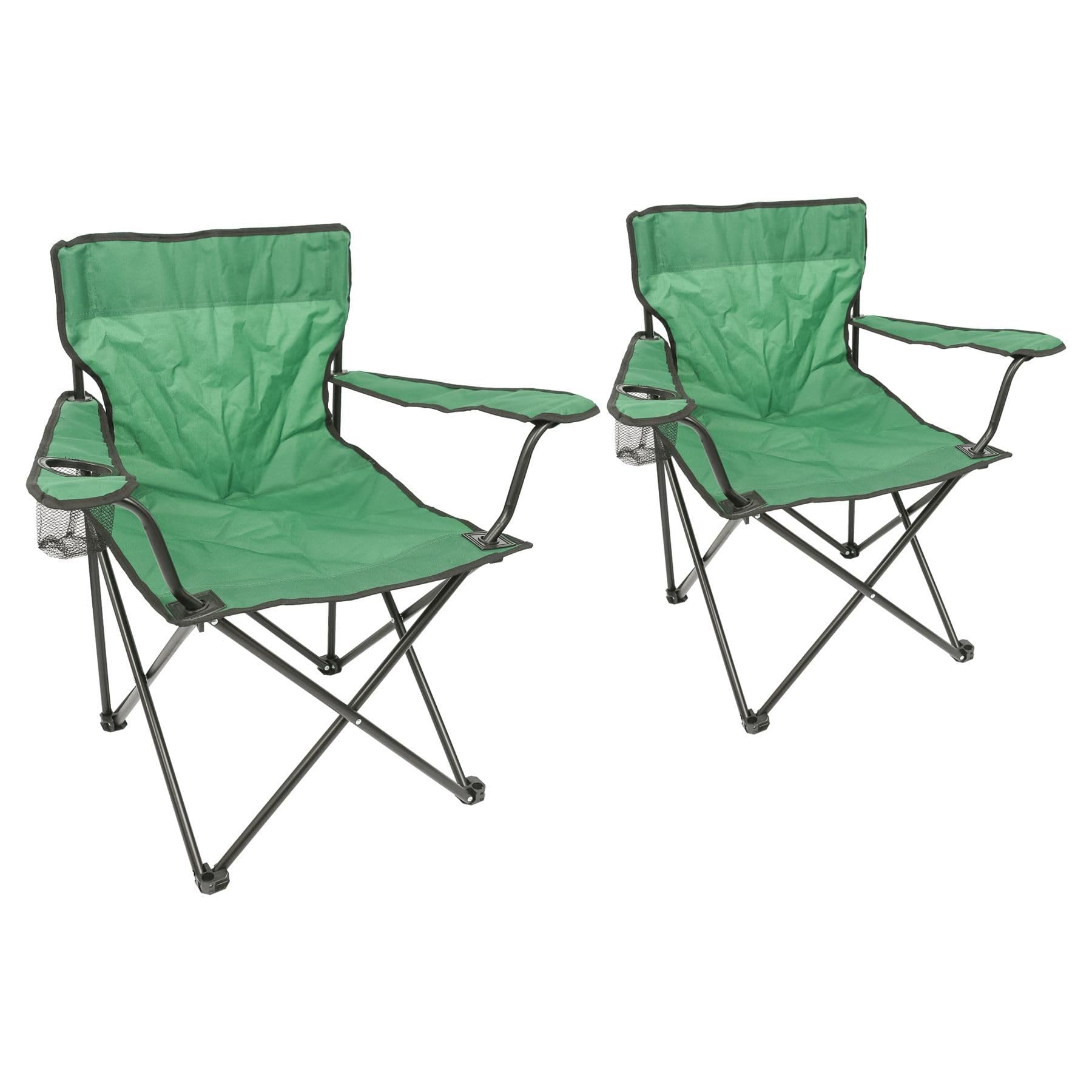 Harbour Housewares Folding Camping Chairs - Green - Pack of 2 - Canvas Outdoor Lawn Seat for Picnic, Garden, Beach, Hiking, Fishing