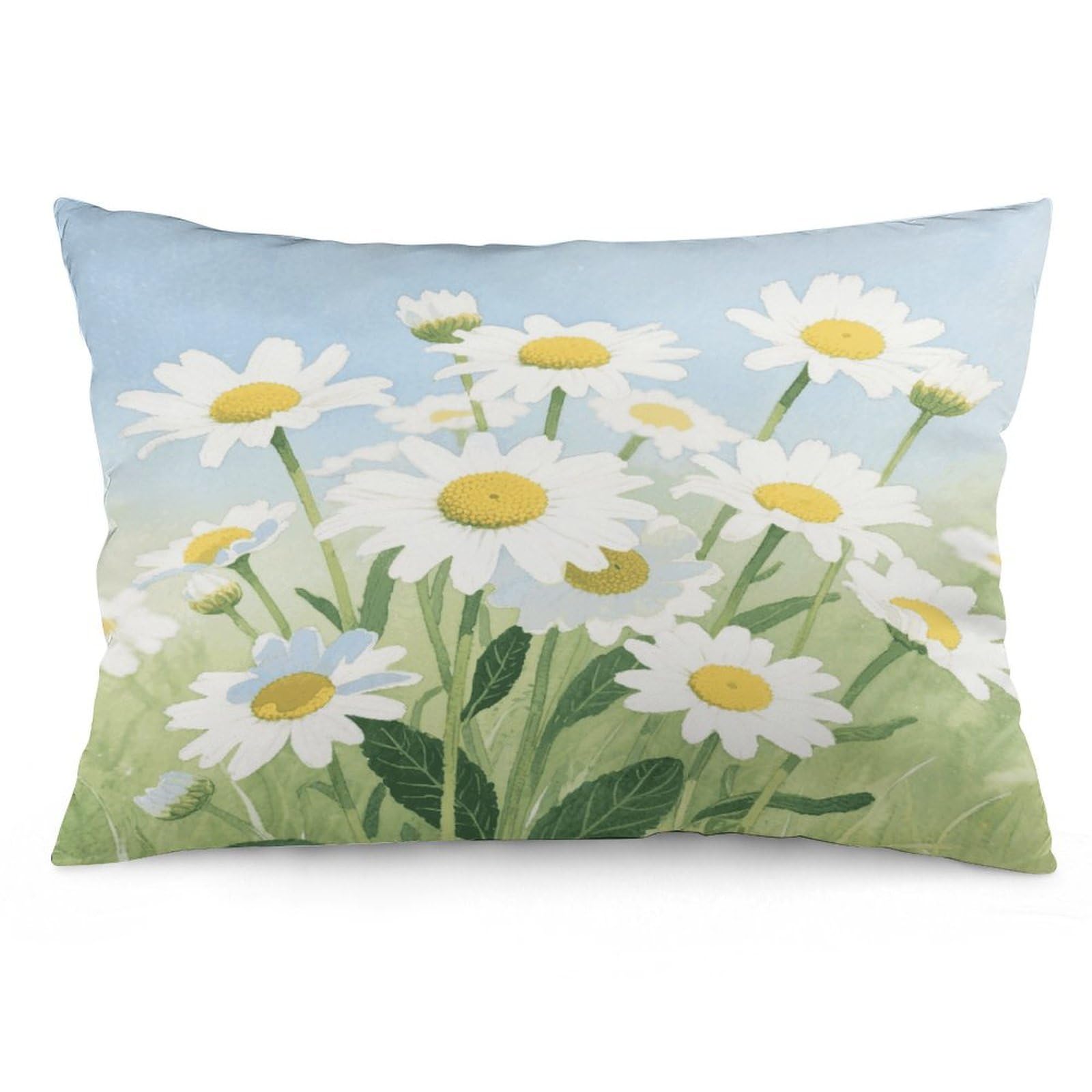 Watercolor Daisy Throw Pillow Cover Soft Pillow Case Decorative Lumbar Pillow Cover Cozy Throw Pillowcase Polyester Rectangular Cushion Case Decor for Couch Sofa Bed