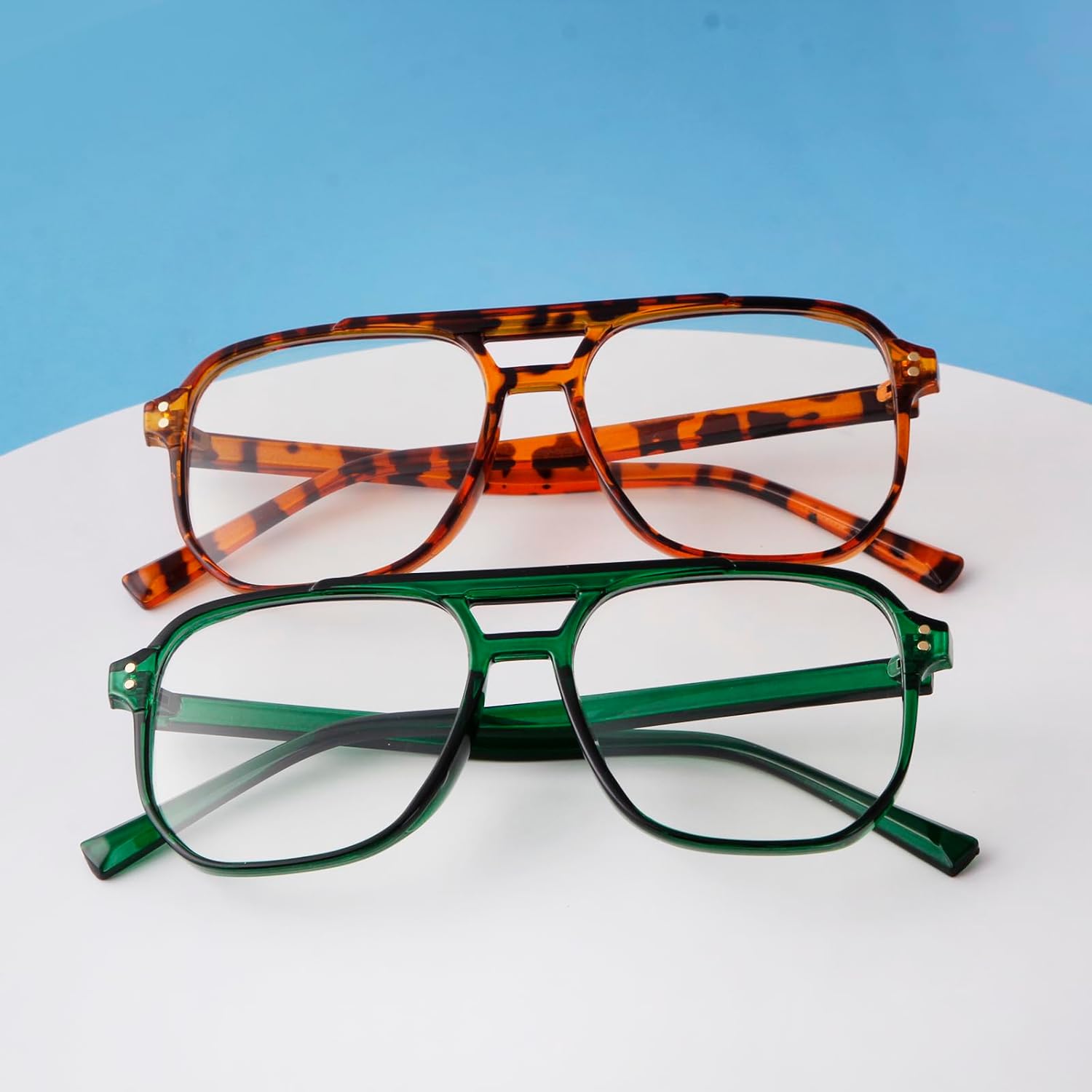 ADE WU Aviator Blue Light Glasses for Woman Tortoise Shell Bluelight Glasses Womens Fashion Oversized Big Large Eye glasses Frames - Image 5