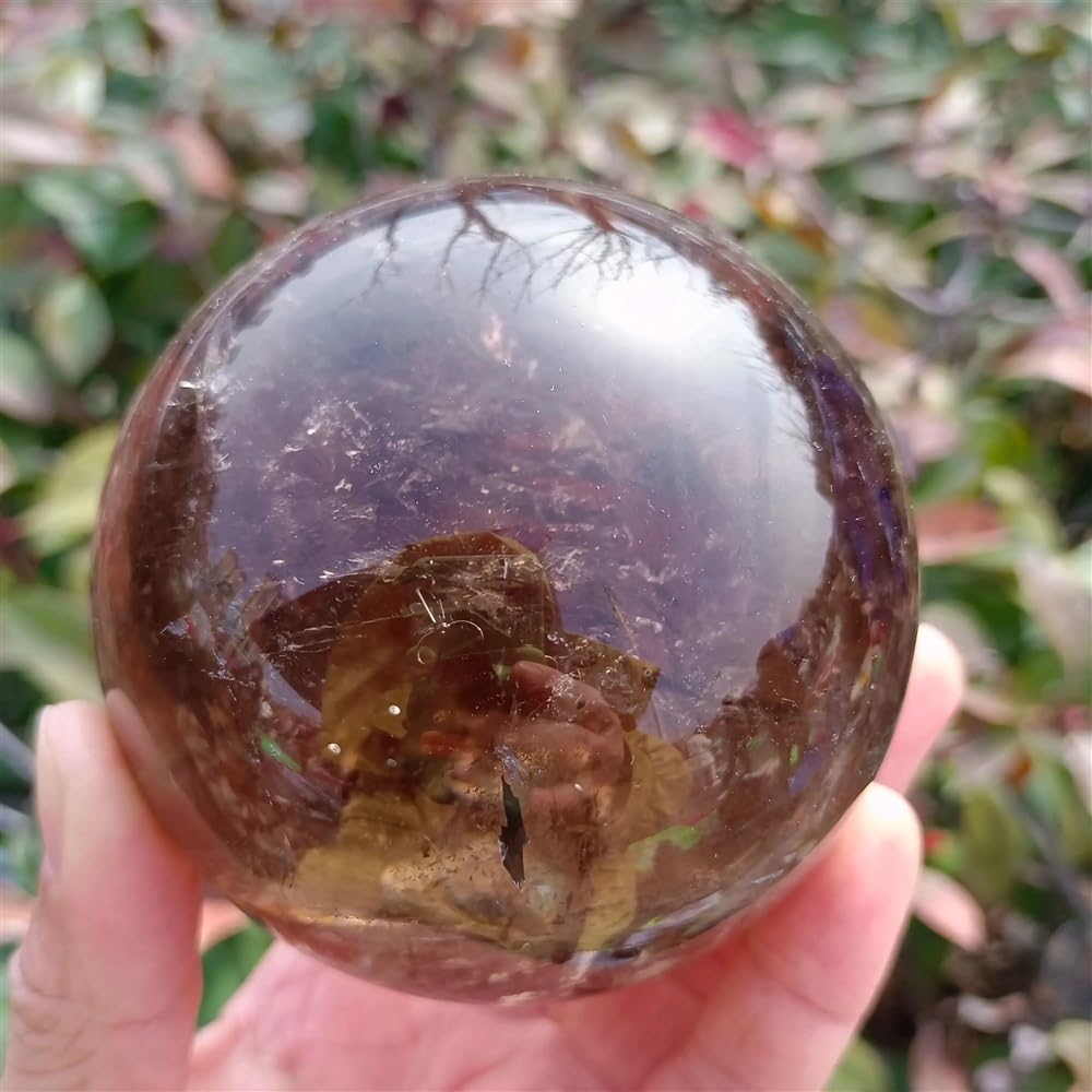 YLQUXEUV Stone Tawny Crystal Ball, Quartz, Divination Ball(Size:900-1000g)