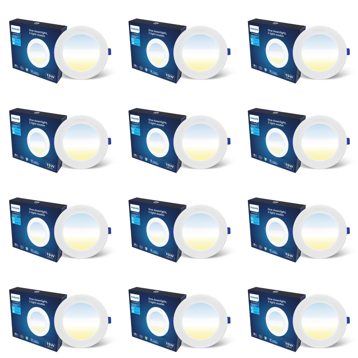 Philips 15W 3in1 AstraGlow Round LED Panel Light | Slim Surface Panel with High Brightness & Energy Efficiency | Durable Polycarbonate Body – White Finish | Pack of 12-image-30
