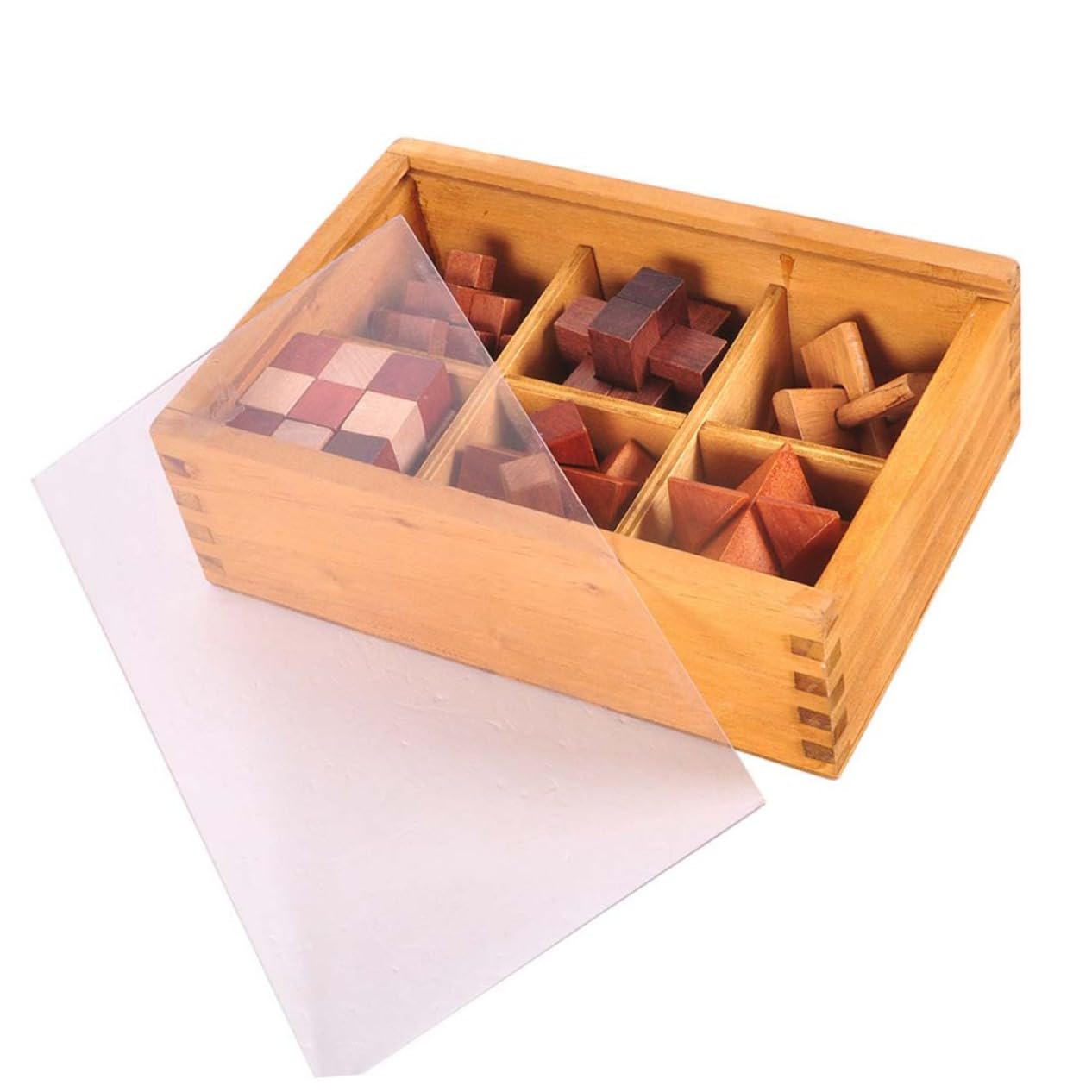 6piezas Puzzle De Madera para Niño Niña Enclavamiento Ming Luban Estimula La Imaginación Coordinación Juguete Educativo para Desarrollar Habilidades Cognitivas