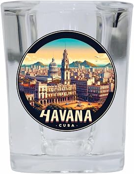 Havana Cuba Souvenir 2 Ounce Shot Glass Square Single