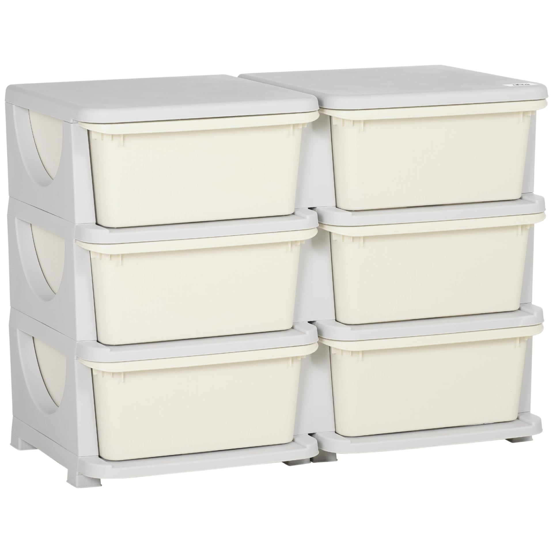 HOMCOM Kids 3 Tier Storage Chest - White Plastic Dresser Tower for Playroom