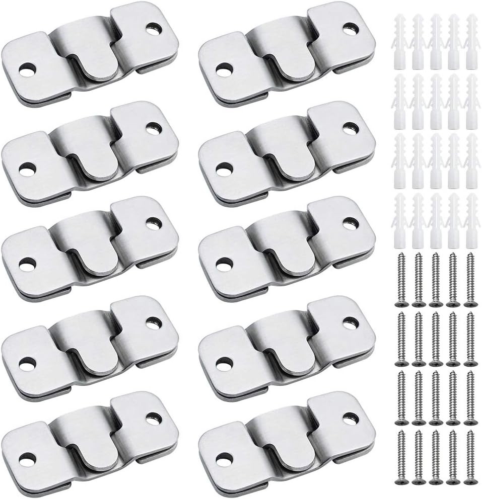 RtottiM 10 Pairs Flush Concealed Mount Bracket 20Pcs Interlocking Photo