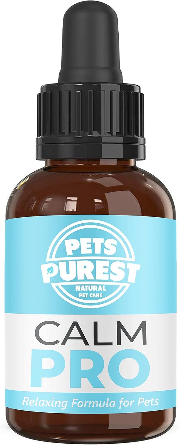 Pets Purest Natural Calm PRO Dog Anxiety Relief Calming Aid Supplement for Dogs Cats Horses Rabbits Birds Pets. Anxiety & Stress When Home Alone, Aggression, Loud Noises, Fireworks & Kennels 50ml