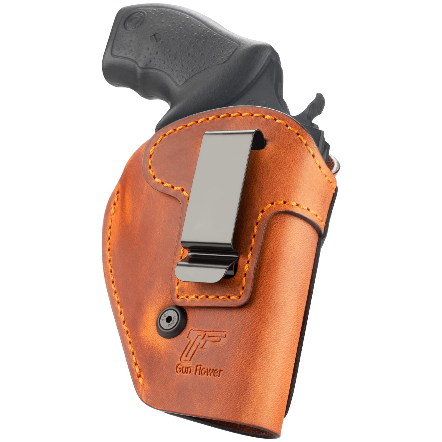 IWB Leather Holster, Fits Most J Frame Revolvers & Most .38 Special Revolvers - Ruger LCR/LCRx, S&W 442/642/637/640,Bodyguard Revolver, Taurus 605/856, Charter Arms and More, Inside Waistband Carry