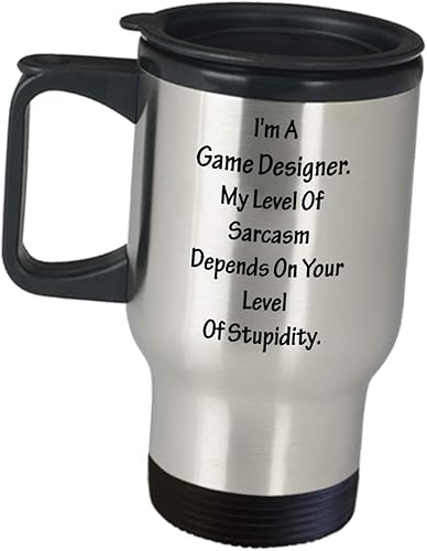 Miniatura 1 de Regalos para el desarrollador de videojuegos, taza de viaje – Mi nivel de sarcasmo depende – Vaso de café aislado, divertido y bonito regalo de
