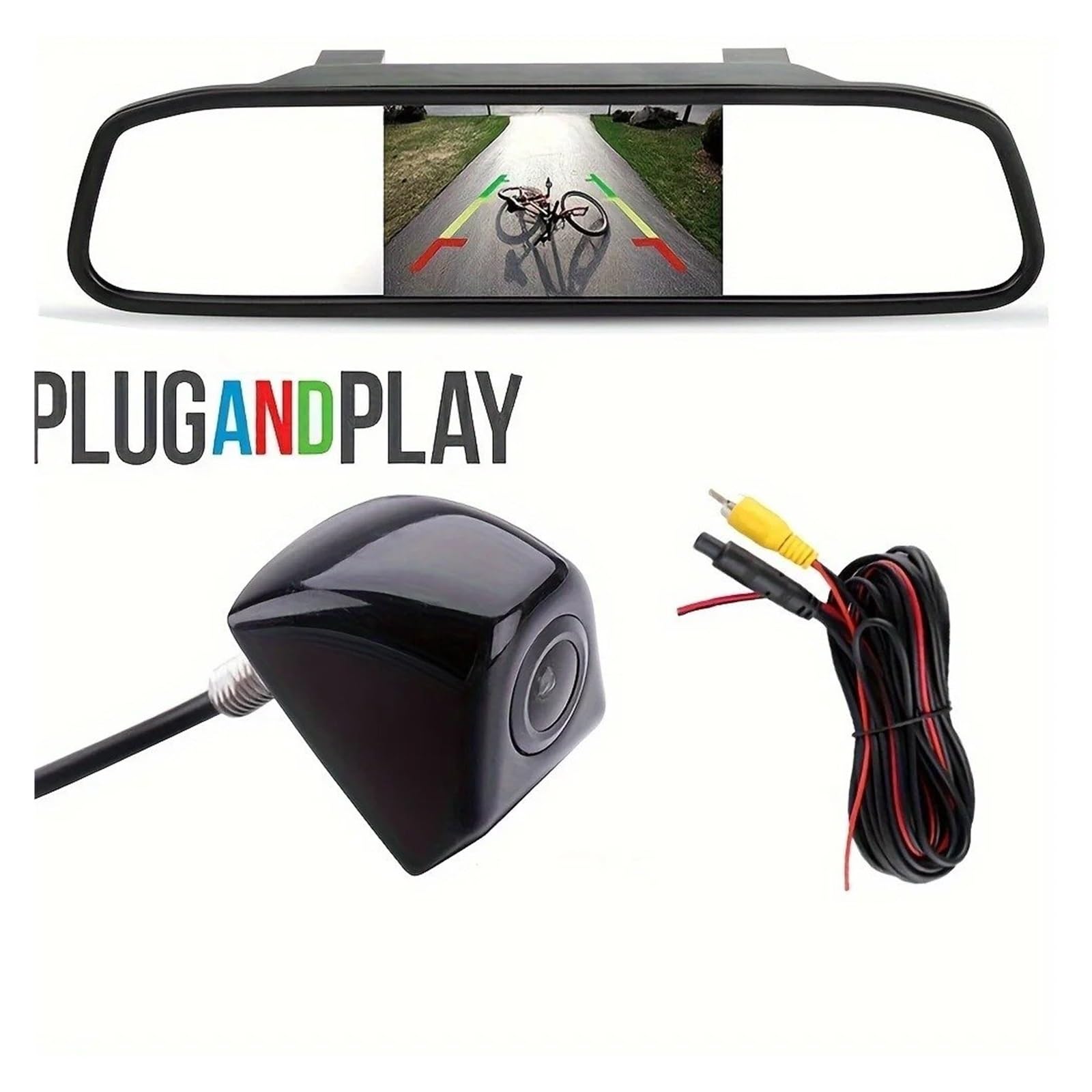Cámara Respaldo Monitor, Cámara Respaldo para Automóvil, Cámara Visión Trasera con Monitor 4.3 Pulgadas, Estacionamiento Seguro Cámara Trasera
