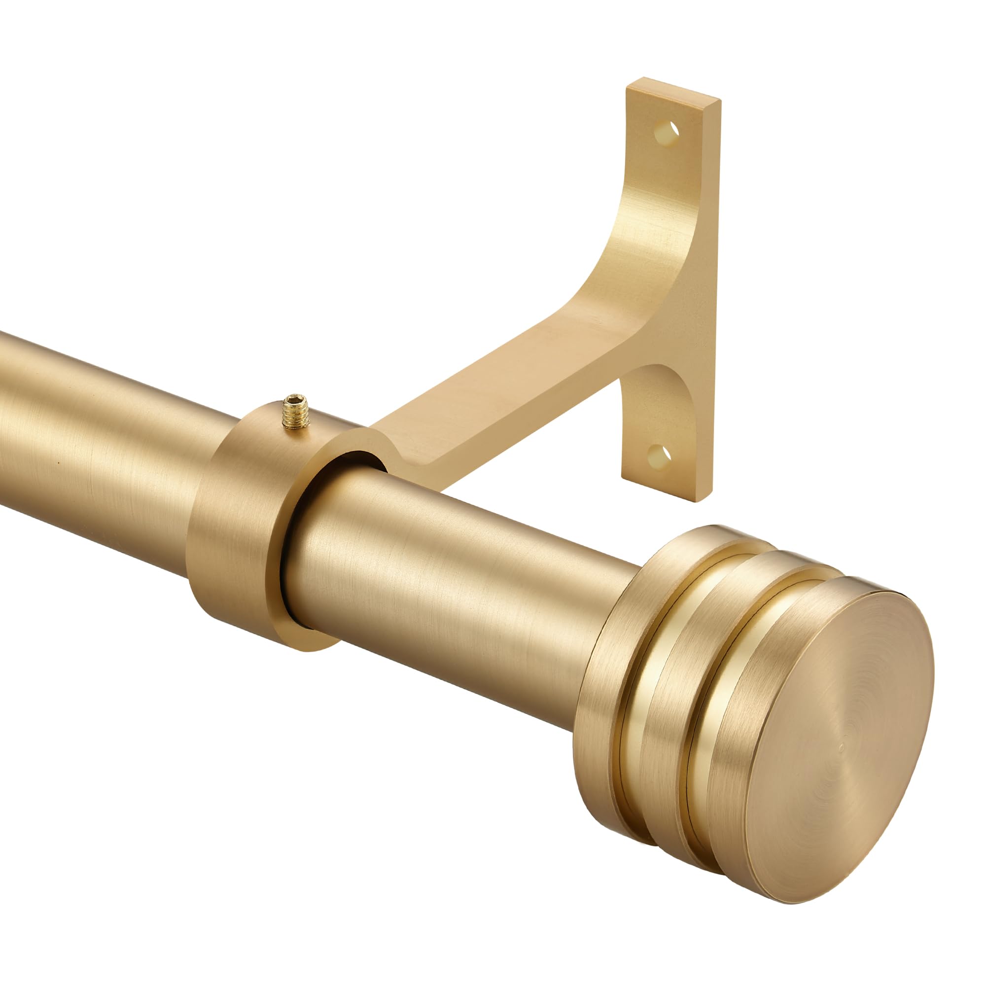 Single Curtain Rods 72-144 Inches,1 inch Heavy Duty Adjustable Window Drapery Rod, Modern Round Decorative Windows Curtains Rods, Brushed Gold