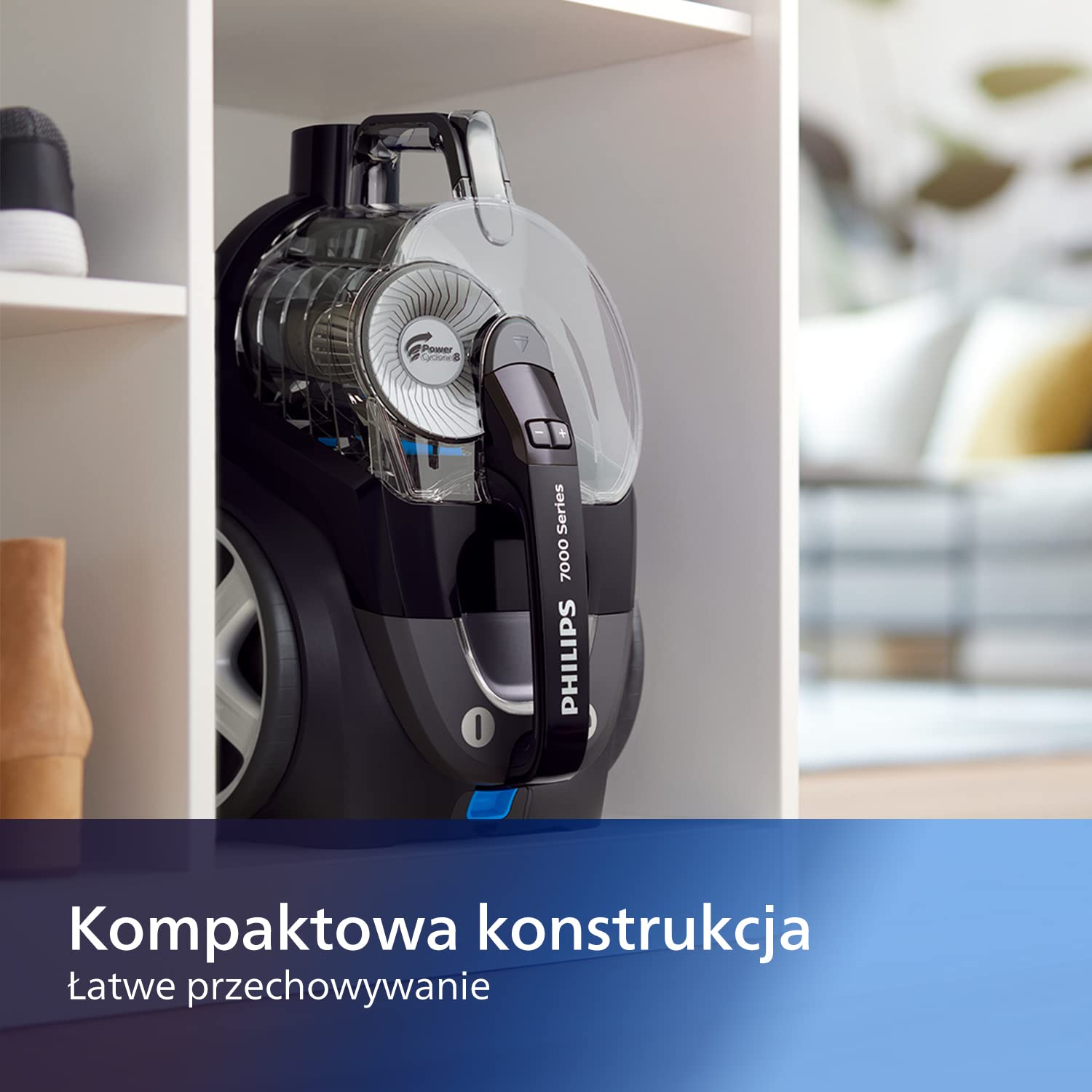 Philips Seria 7000 Odkurzacz Bezworkowy PowerPro Expert - Moc 900W, Filtr Allergy H13, Technologia PowerCyclone 8 i AllergyLock, Nasadka TriActive+, Zasięg 10 m, 2 l pojemnik (FC9741/09)