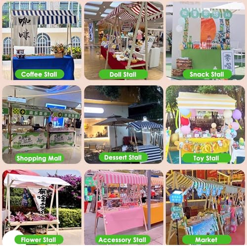 Puesto de mercado de madera con toldo para perritos calientes y aperitivos 3
