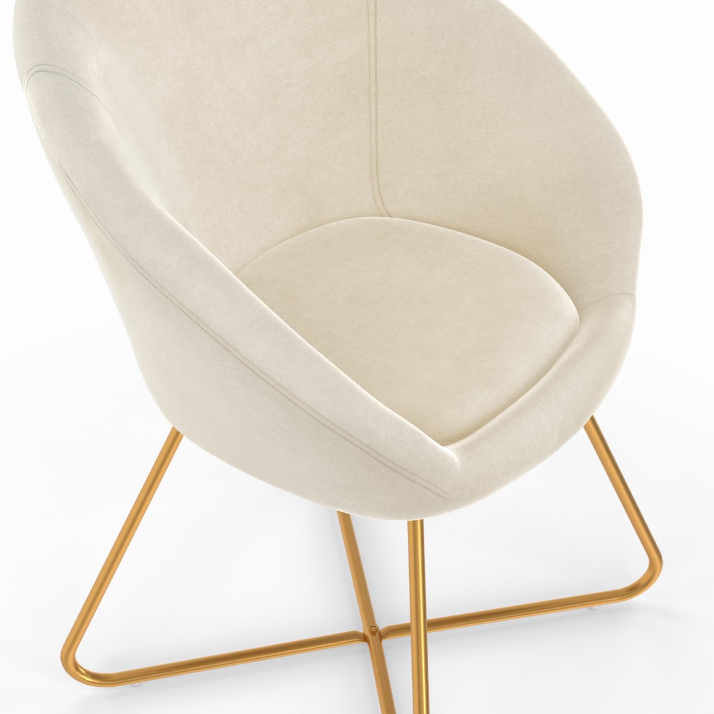IDMarket - Silla redonda ANGELINA de terciopelo beige con patas entrelazadas doradas
