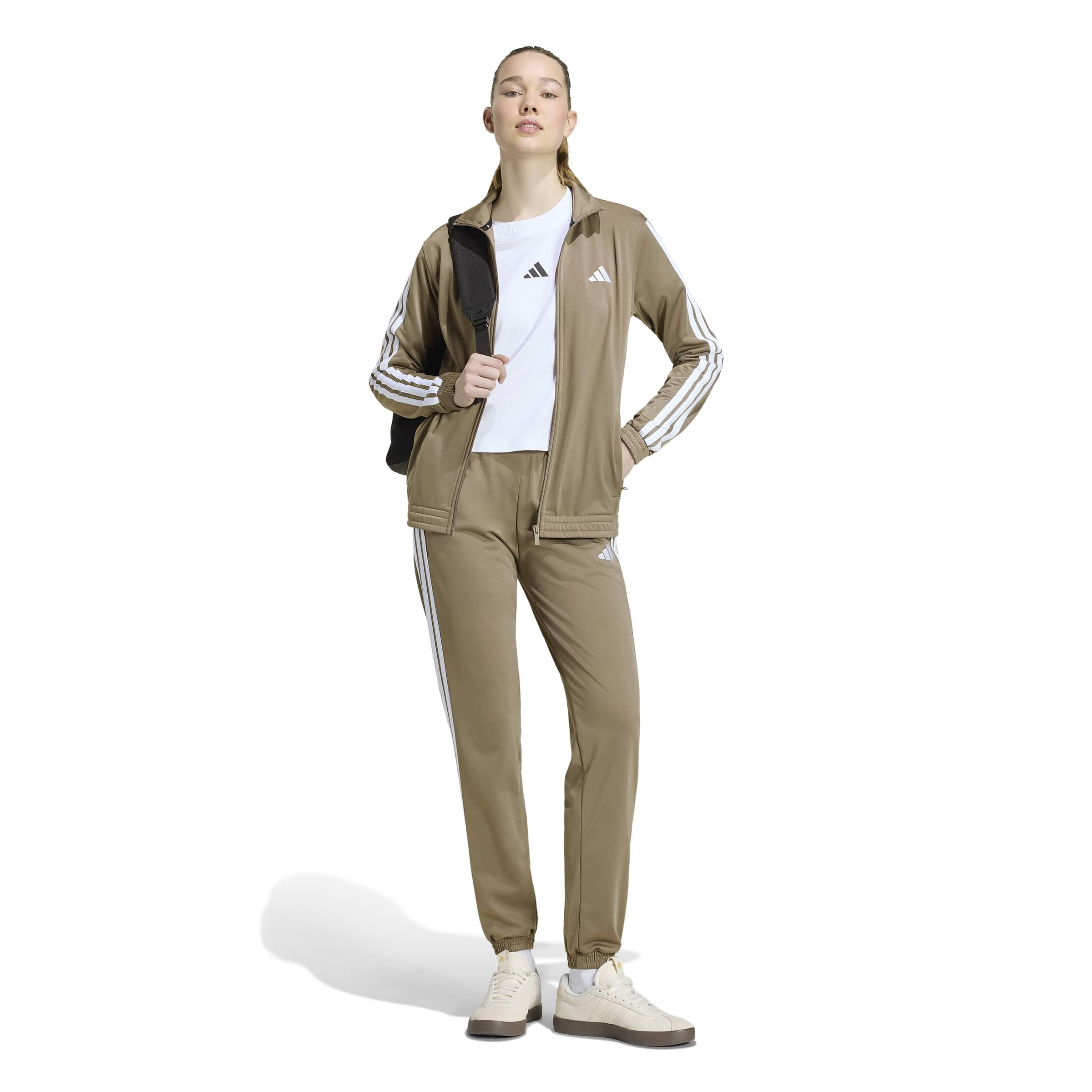adidas Kobiety Tricot 3-Stripes Tracktop Sweatshirt, Khaki Six/white, L