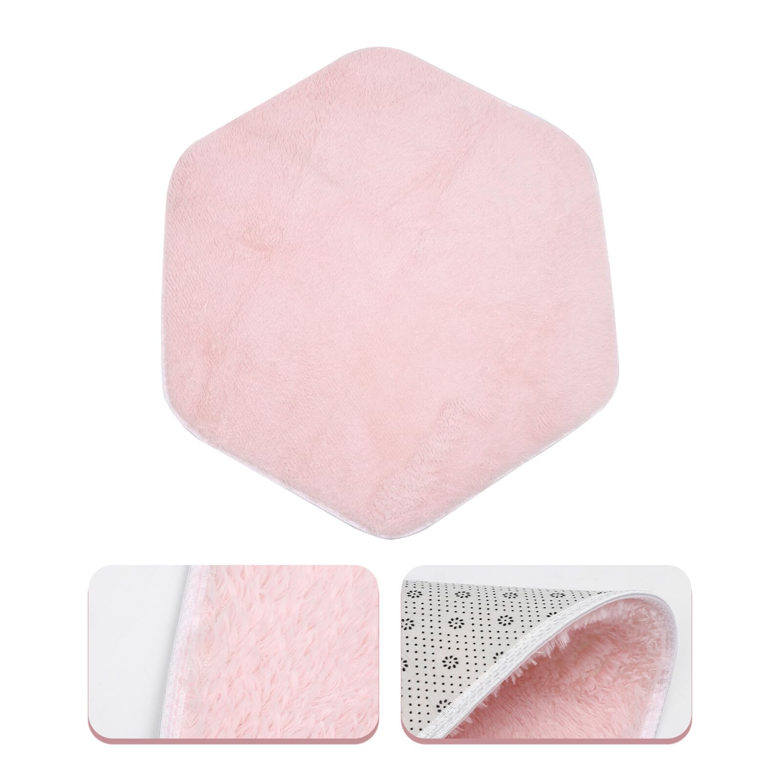 Homoyoyo Tappeto Gioco Esagonale Rosa in Peluche per Cameretta Bambini | Tappetino Morbido per Gioco a Terra, Superficie Soffice e Fluffy, Adatto a Dormitorio e Nursery