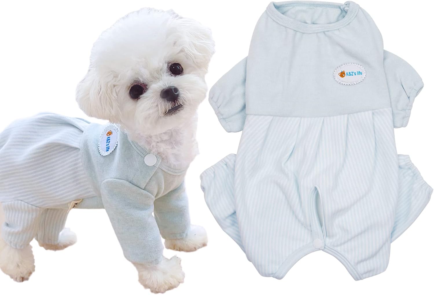 Kuveela Pet 術後服 猫 犬術後服 避妊手術後 術後ウェア メス オス 傷口 保護 介護服 小型犬 ブルー ｍ 店内限界値引き中 セルフラッピング無料