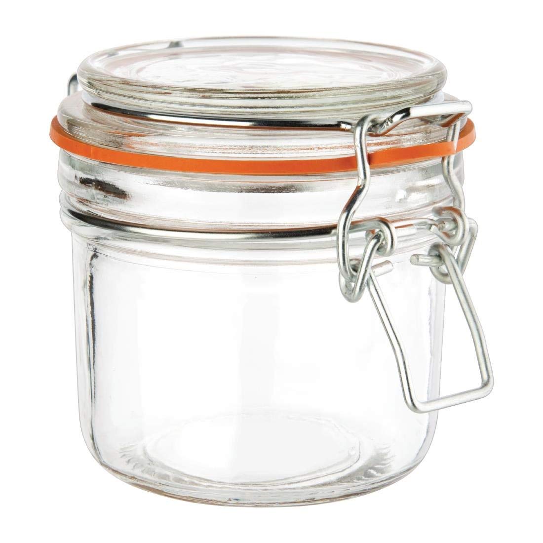 Vogue Clip Top Round Glass Jars - 200 ml (Pack of 6), Preserve Jars, Reusable Jam Jars, Airtight Food Storage, Kitchen Preserving and Pickling, Spice or Herb Containers, GH328