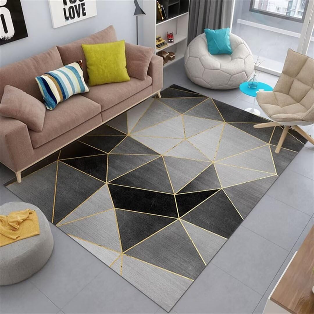 Alfombra de lujo RUGMRZ negra y gris de 120x180cm con acabado premium