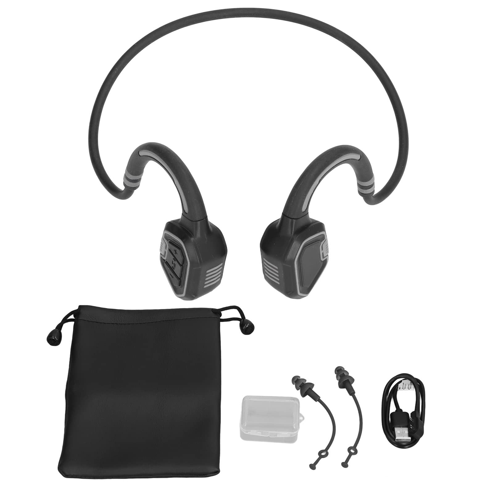 Słuchawki do pływania, trwałe słuchawki Bluetooth 5.1 z wbudowaną pamięcią 16G i przewodnictwem kostnym, ładowane do biegania Srebrnoszary