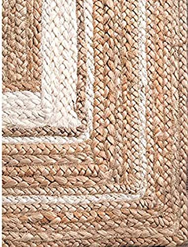 Image of Jute Braided Reversible Round Carpet (3 X 5 Feet, Multicolour)