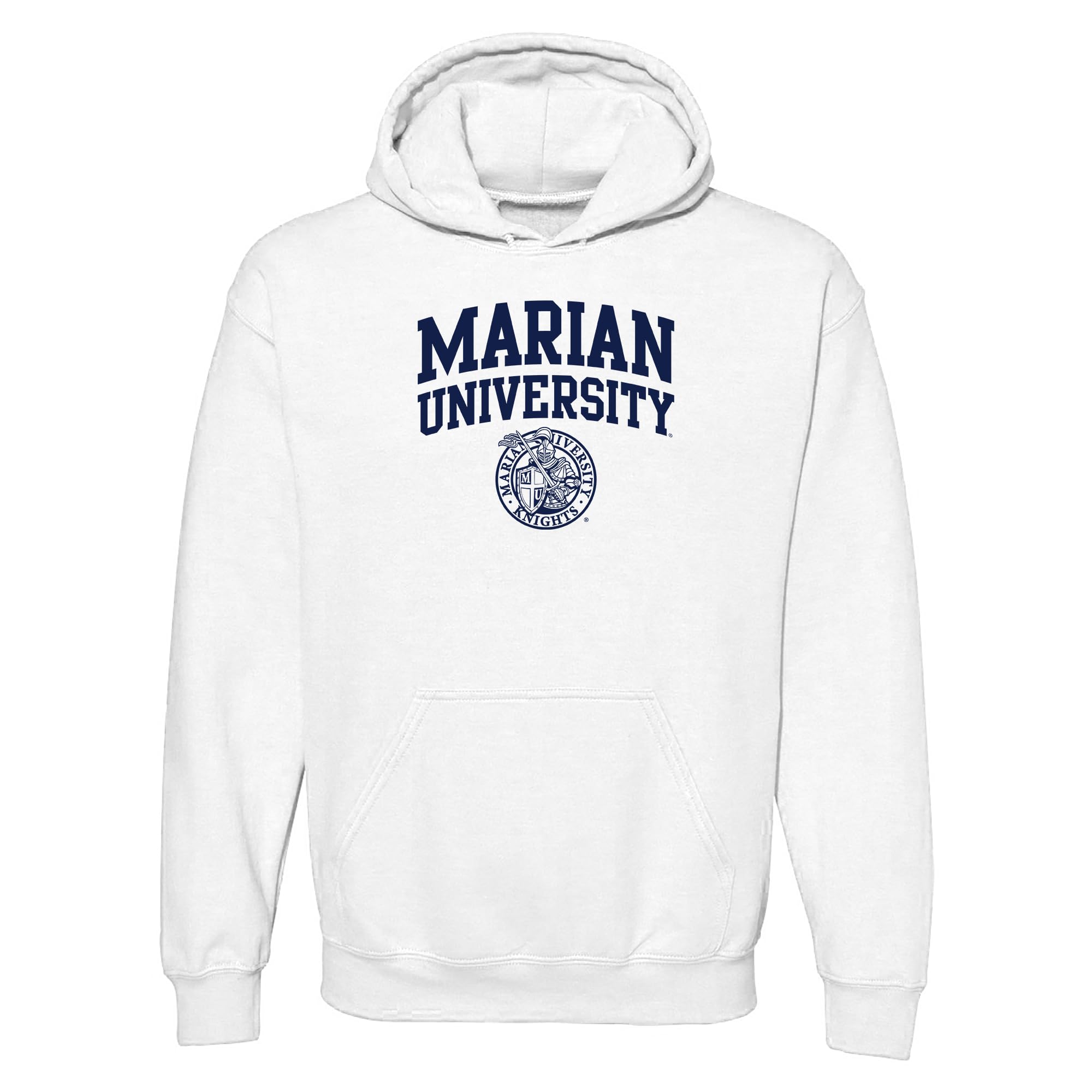 UGP Campus Apparel NCAA Officially licensed College - University Team Color Arch Logo Hoodie, Marian University Knights White, XL — image 1