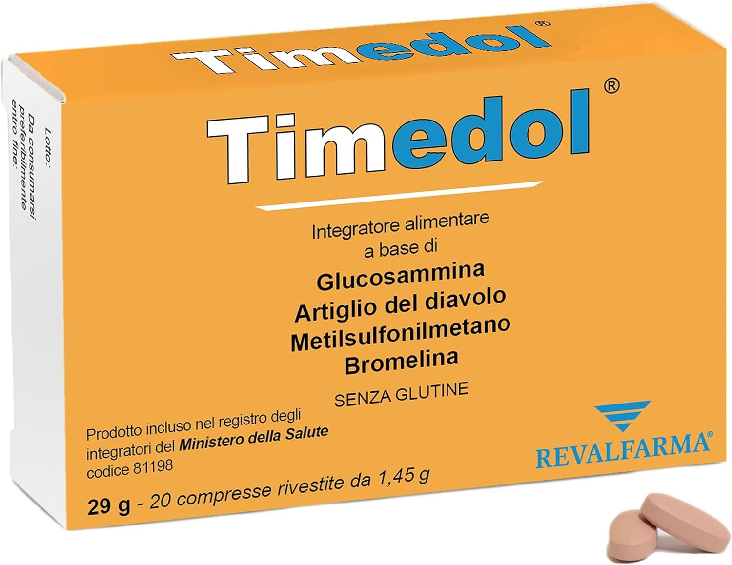Timedol Integratore Alimentare A Base Di Glucosammina Solfato e Artiglio del Diavolo - Compresse