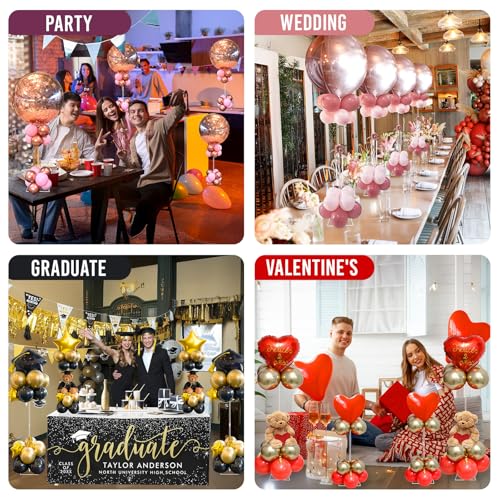Image of OurWarm Clear Acrylic Balloon Centerpiece Stand for Table 4 Pack, 31.5 Inch | Acrylic Balloon Stand with Base, Adjustable Height, Easy Assembly, Table Top Balloon Stand Ideal for Wedding Table Decor