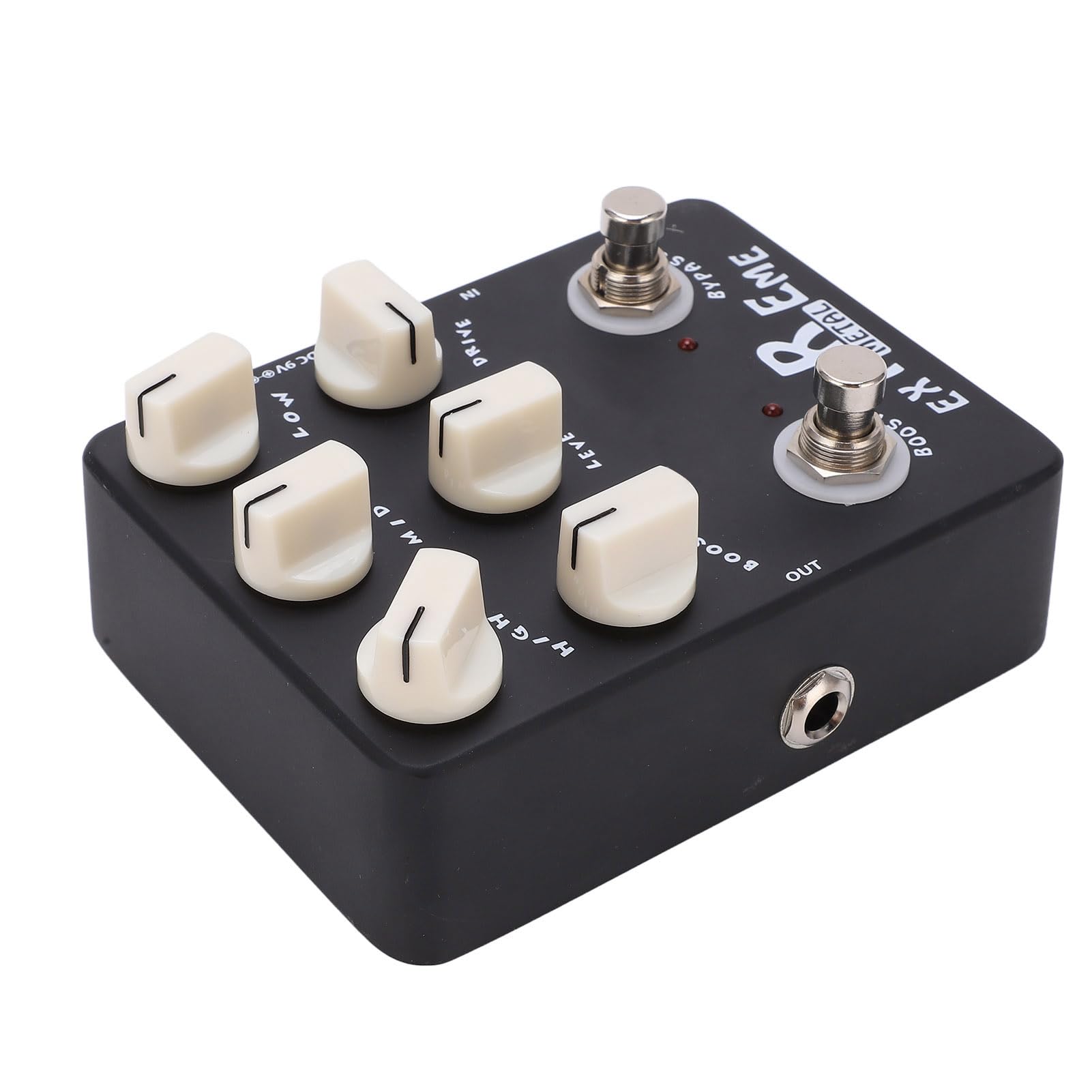 Pedale Effetto Distorsione in Metallo con Equalizzatore a 3 Bande e Controllo del Guadagno per Chitarra Elettrica Black Metal