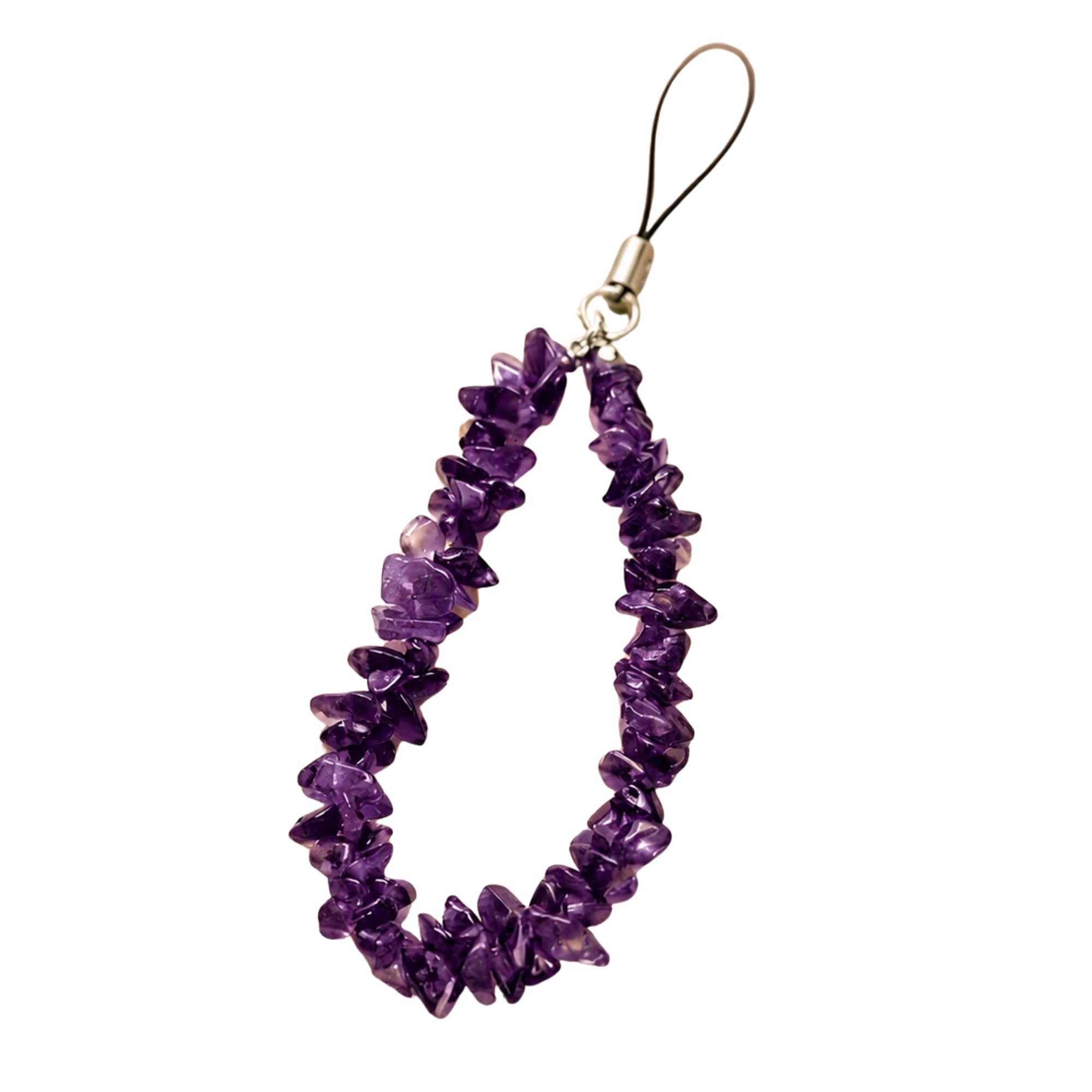 Amethyst Crystal Phone Charm, Handmade Natural Purple Gemstone Beaded Strap, Compatible with iPhone, Samsung & Smartphones-image-35