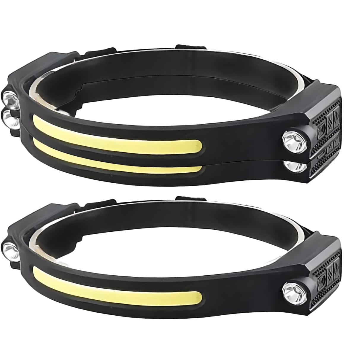 Domira Black Head Torch Rechargeable Waterproof – Led Headlamp With Flash Modes, Hiking Head Torchs, Camping Headlight, Hard Hat Light, Fishing Head-Tourch 2Pk