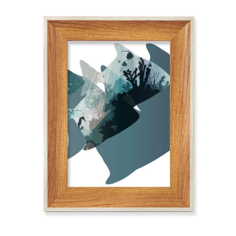 Cadre photo bois mer de Corail cadeau idéal décoration bureau nature animale