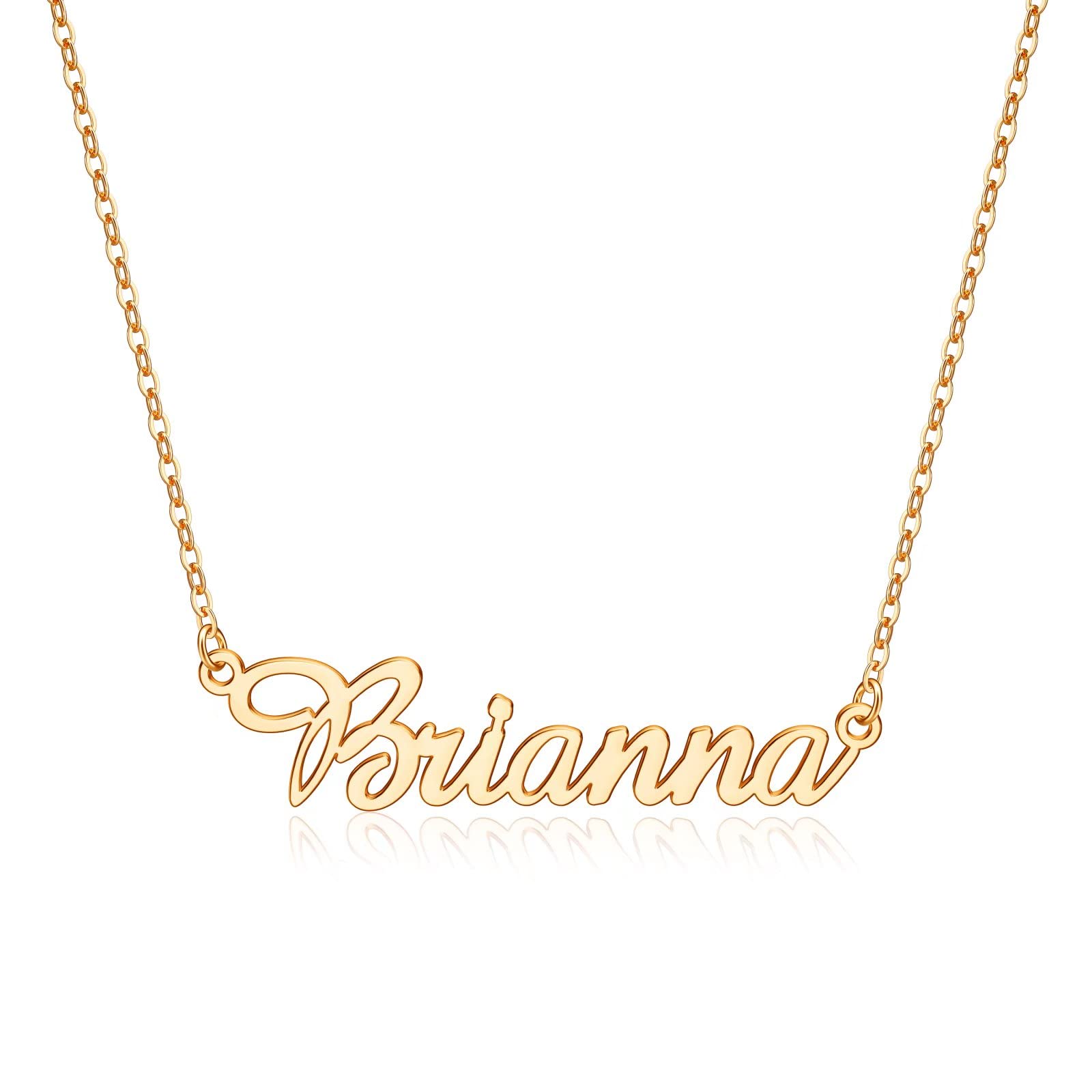IEFLIFE Custom Name Necklace Personalized, 14K Gold Plated Personalized Name Necklace White Gold Plated Monogram Necklace Personalized Jewelry Name Plate Necklace Gifts for Women Girls