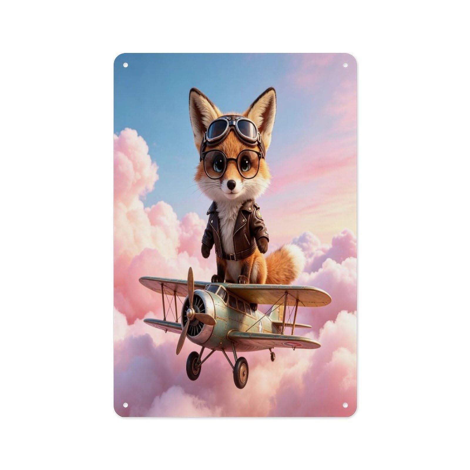 Fekiloot Style Cute Little Fox Wall Decor Metal Signs Tin Signs Poster