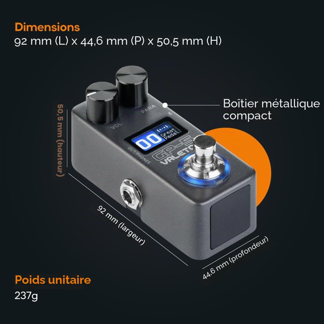 Valeton Processeur compact multi-effets GP-5 - Chargeur SnapTone & IR, plus de 100 effets, Bluetooth, interface audio USB
