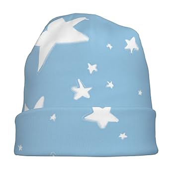Amazon.co.jp: ニット帽 帽子 星柄 スター (2) ケア帽子 ロール