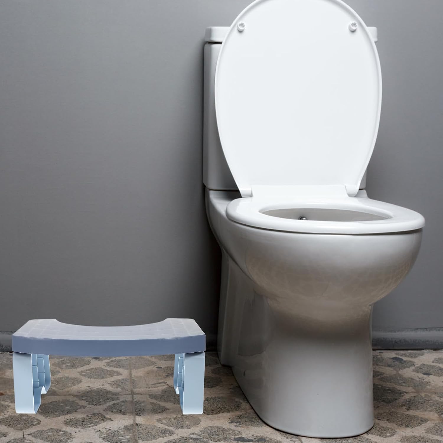 Compact Toilet Seat Step Stool, Stable Plastic Bathroom Aid