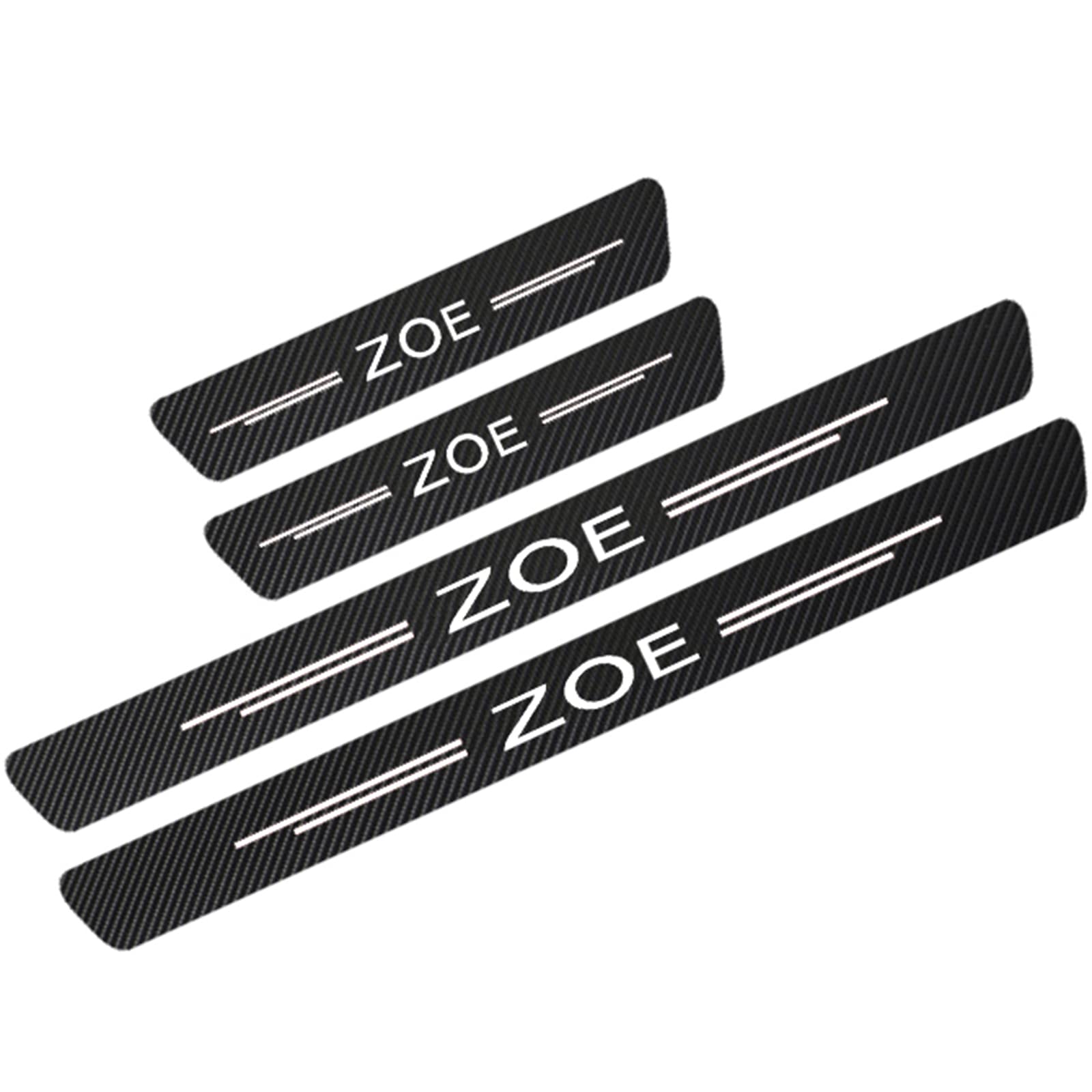 Eagleg Zoe White 4 Pcs Carbon Fiber Door Sill Protector For Ren-Ault Clio Zoe Duster Megane, Car Threshold Edge Non-Slip Scuff Guard Protection Strip Sticker, Auto Styling Decoration Accessories,